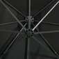 vidaXL - rokas formas lietussargs ar stabu un LED spuldzēm, melns, 250cm цена и информация | Saulessargi, markīzes un statīvi | 220.lv