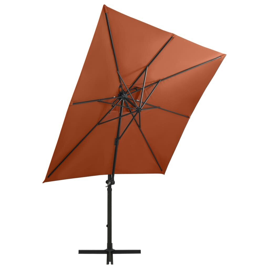 vidaXL Arm lietussargs ar stabu un LED spuldzēm, terakota, 250cm цена и информация | Saulessargi, markīzes un statīvi | 220.lv