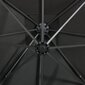 vidaXL Arm lietussargs ar stabu un LED spuldzēm, antracīts, 300cm cena un informācija | Saulessargi, markīzes un statīvi | 220.lv