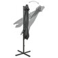 vidaXL Arm lietussargs ar stabu un LED spuldzēm, antracīts, 300cm cena un informācija | Saulessargi, markīzes un statīvi | 220.lv