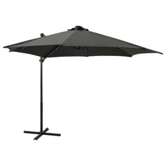 vidaXL Arm lietussargs ar stabu un LED spuldzēm, antracīts, 300cm цена и информация | Зонты, маркизы, стойки | 220.lv