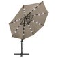 vidaXL Arm lietussargs ar stabu un LED spuldzēm, 300cm cena un informācija | Saulessargi, markīzes un statīvi | 220.lv