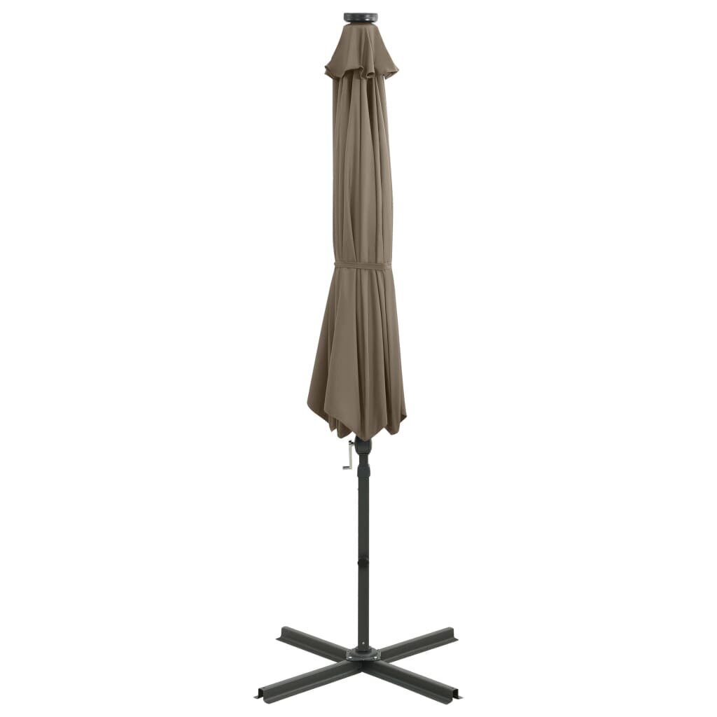 vidaXL Arm lietussargs ar stabu un LED spuldzēm, 300cm цена и информация | Saulessargi, markīzes un statīvi | 220.lv