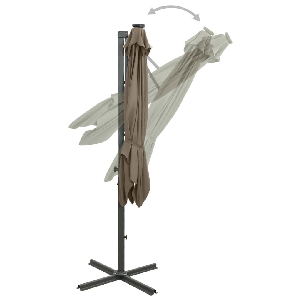 vidaXL Arm lietussargs ar stabu un LED spuldzēm, 300cm цена и информация | Saulessargi, markīzes un statīvi | 220.lv