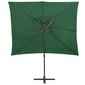 vidaXL Arm lietussargs ar dubultu augšdaļu, zaļš, 250x250cm cena un informācija | Saulessargi, markīzes un statīvi | 220.lv