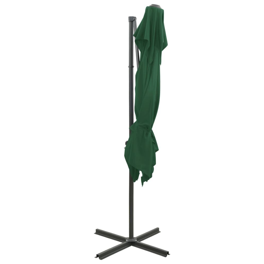 vidaXL Arm lietussargs ar dubultu augšdaļu, zaļš, 250x250cm cena un informācija | Saulessargi, markīzes un statīvi | 220.lv