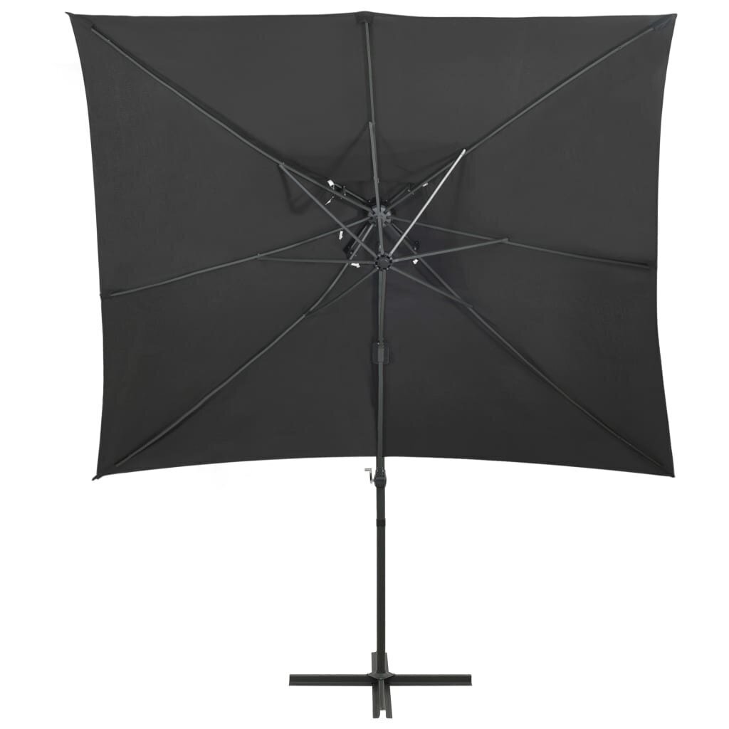 vidaXL Arm lietussargs ar dubultu virsu, antracīts, 250x250cm цена и информация | Saulessargi, markīzes un statīvi | 220.lv