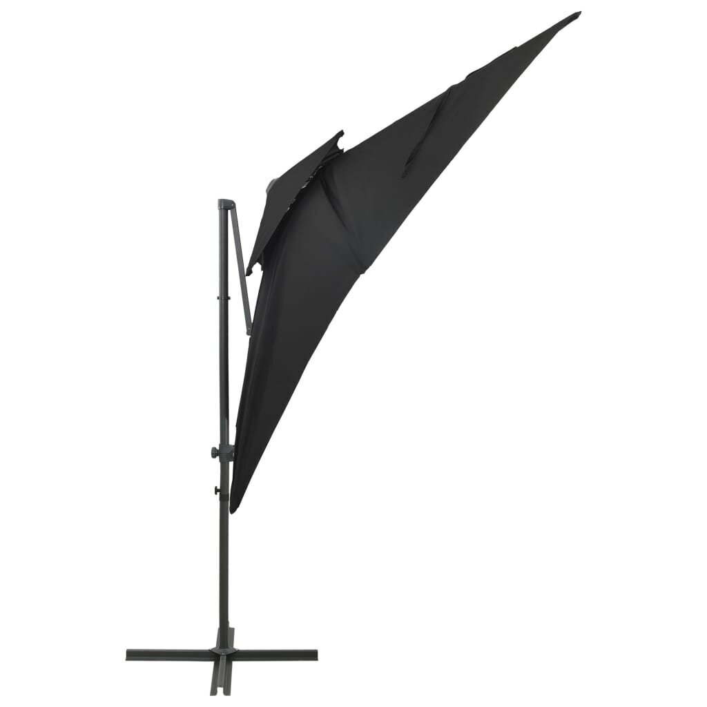 vidaXL Arm lietussargs ar dubultu augšdaļu, melns, 250x250cm cena un informācija | Saulessargi, markīzes un statīvi | 220.lv