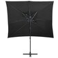 vidaXL Arm lietussargs ar dubultu augšdaļu, melns, 250x250cm cena un informācija | Saulessargi, markīzes un statīvi | 220.lv