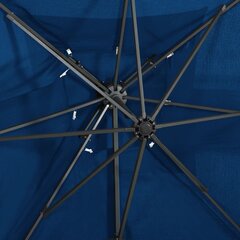 vidaXL Arm lietussargs ar dubultu augšdaļu, tumši zils, 250x250cm cena un informācija | Saulessargi, markīzes un statīvi | 220.lv