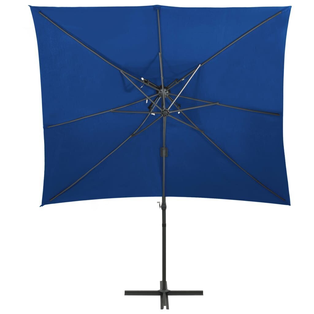 vidaXL Arm lietussargs ar dubultu augšdaļu, tumši zils, 250x250cm цена и информация | Saulessargi, markīzes un statīvi | 220.lv