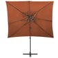 vidaXL Arm lietussargs ar dubultu virsu, terakotas krāsā, 250x250cm cena un informācija | Saulessargi, markīzes un statīvi | 220.lv