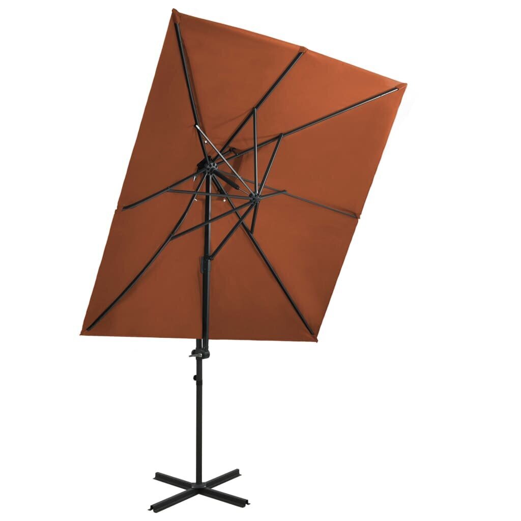 vidaXL Arm lietussargs ar dubultu virsu, terakotas krāsā, 250x250cm цена и информация | Saulessargi, markīzes un statīvi | 220.lv