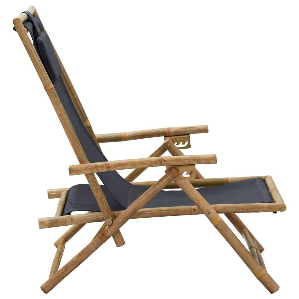 vidaXL - atpūtas krēsls, tumši pelēks, bambuss un audums cena un informācija | Dārza krēsli | 220.lv