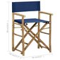 vidaXL - režisora krēsli, 2 gab., zili, bambusa un auduma cena un informācija | Dārza krēsli | 220.lv