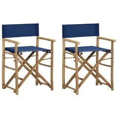 vidaXL - režisora krēsli, 2 gab., zili, bambusa un auduma kaina ir informacija | Dārza krēsli | 220.lv