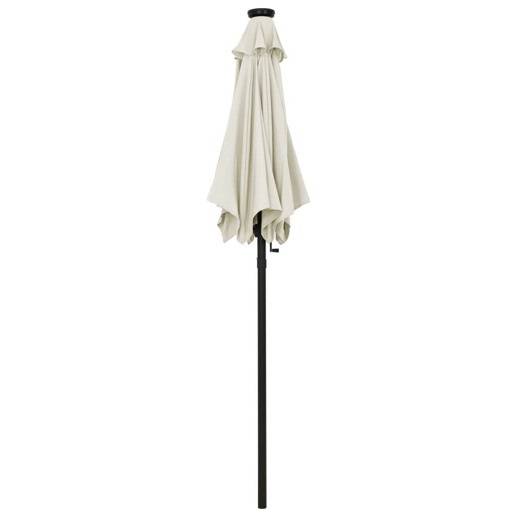 vidaXL lietussargs ar LED, bēšs, 200x211cm, alumīnijs cena un informācija | Saulessargi, markīzes un statīvi | 220.lv