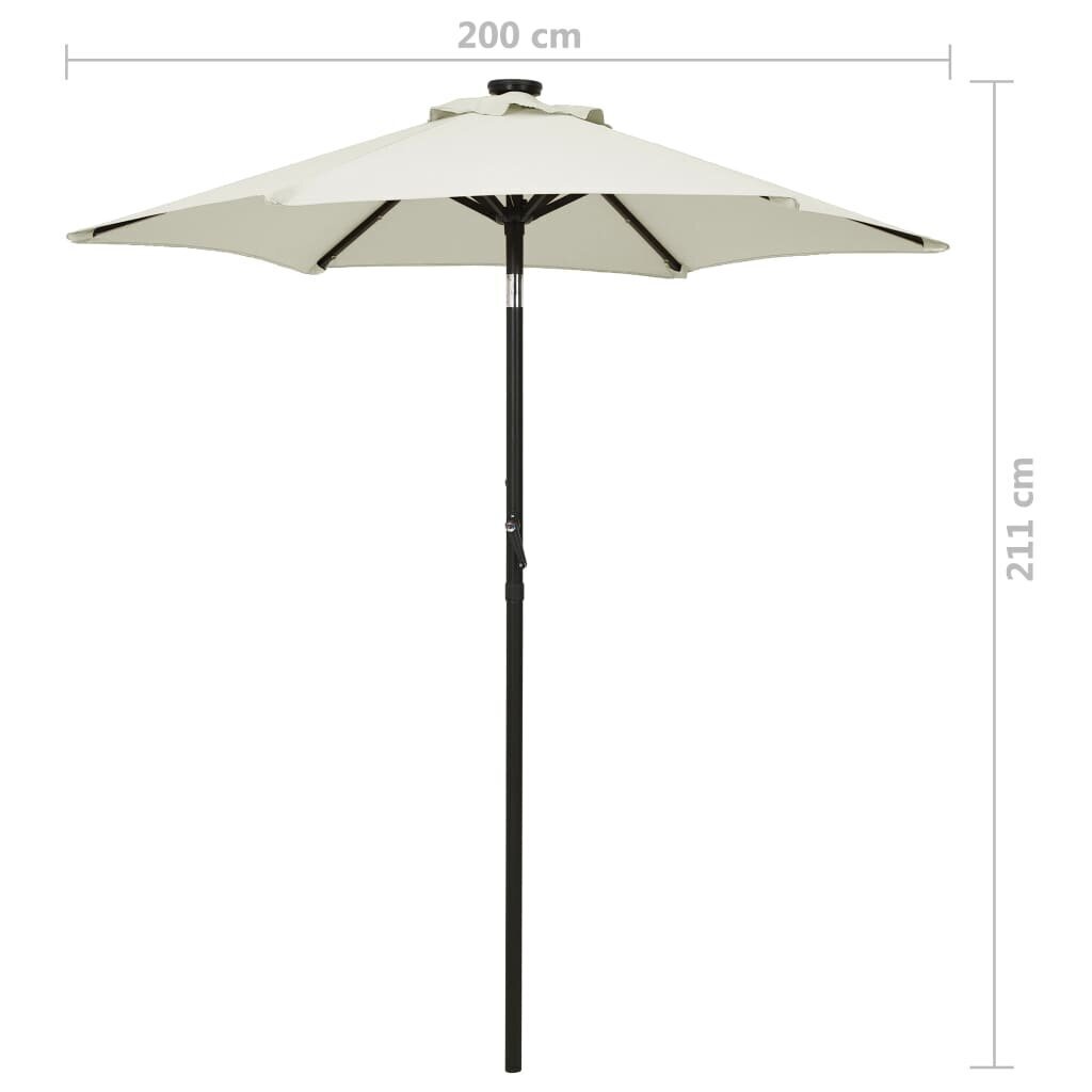 vidaXL lietussargs ar LED, bēšs, 200x211cm, alumīnijs цена и информация | Saulessargi, markīzes un statīvi | 220.lv