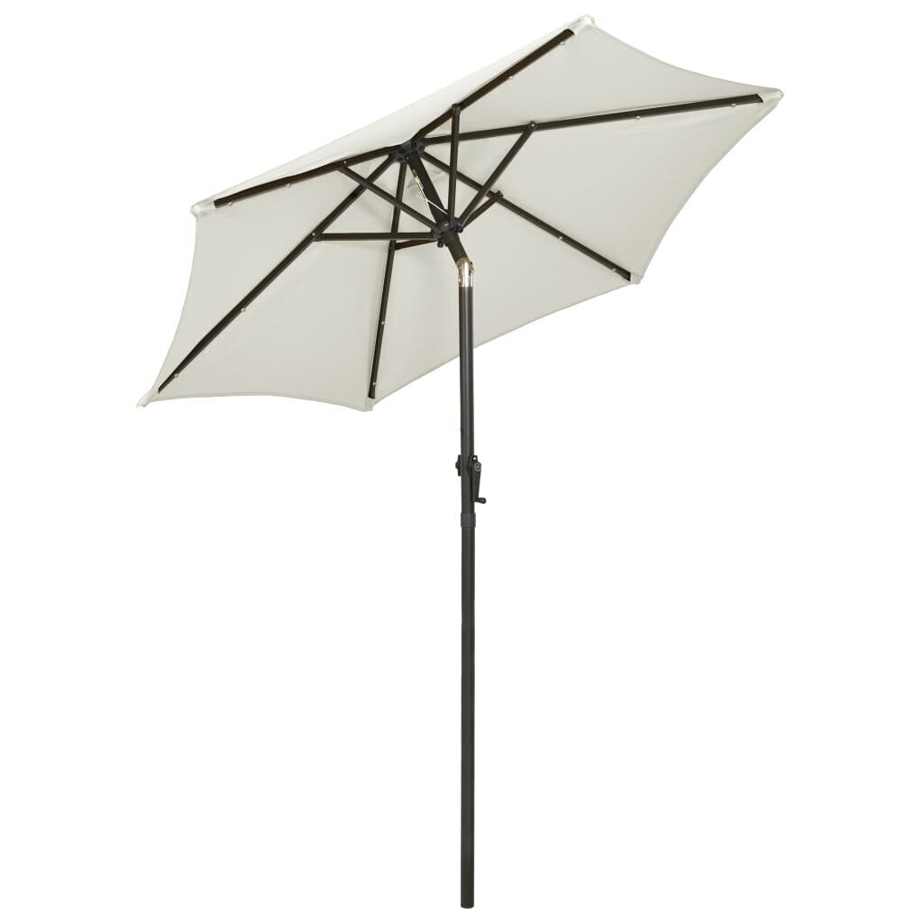 vidaXL lietussargs ar LED, bēšs, 200x211cm, alumīnijs цена и информация | Saulessargi, markīzes un statīvi | 220.lv
