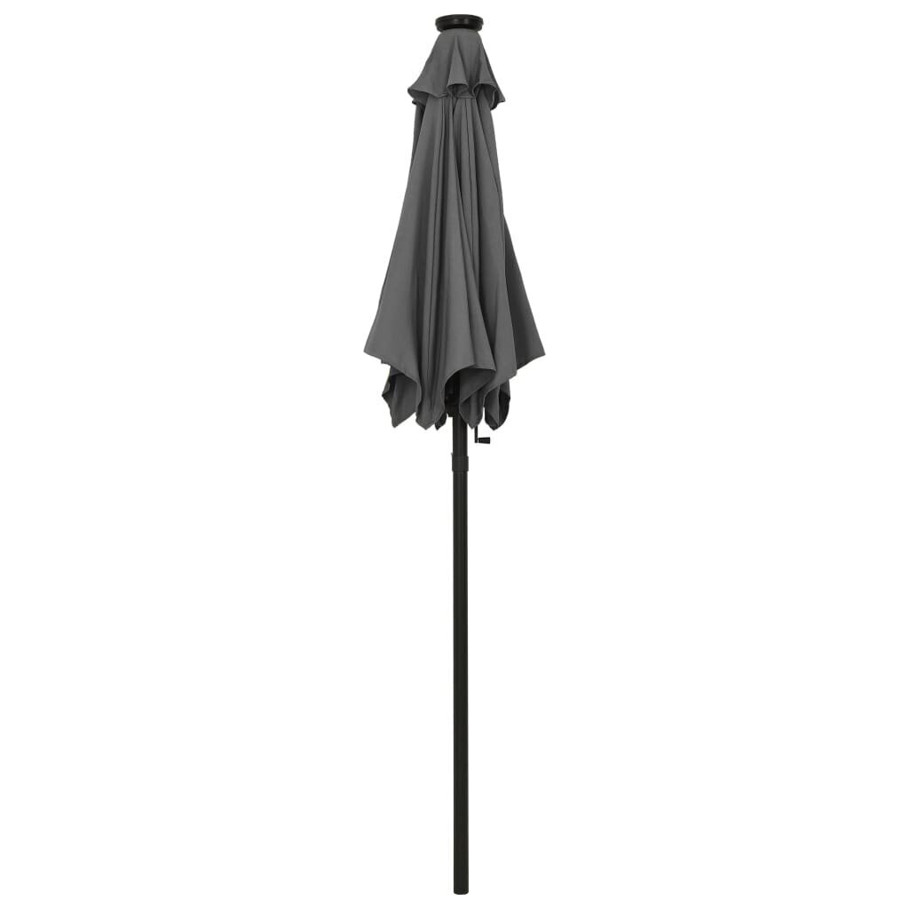 vidaXL lietussargs ar LED, antracīts, 200x211cm, alumīnijs цена и информация | Saulessargi, markīzes un statīvi | 220.lv