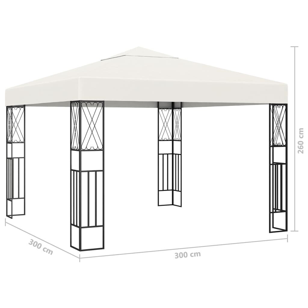 vidaXL - dārza nojume ar spuldzēm, krēmkrāsas, 3x3m цена и информация | Dārza nojumes un lapenes | 220.lv