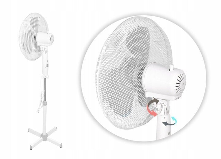 Ventilators ar teleskopisko statīvu Esperanza HURRICANE 50 W white cena un informācija | Ventilatori | 220.lv