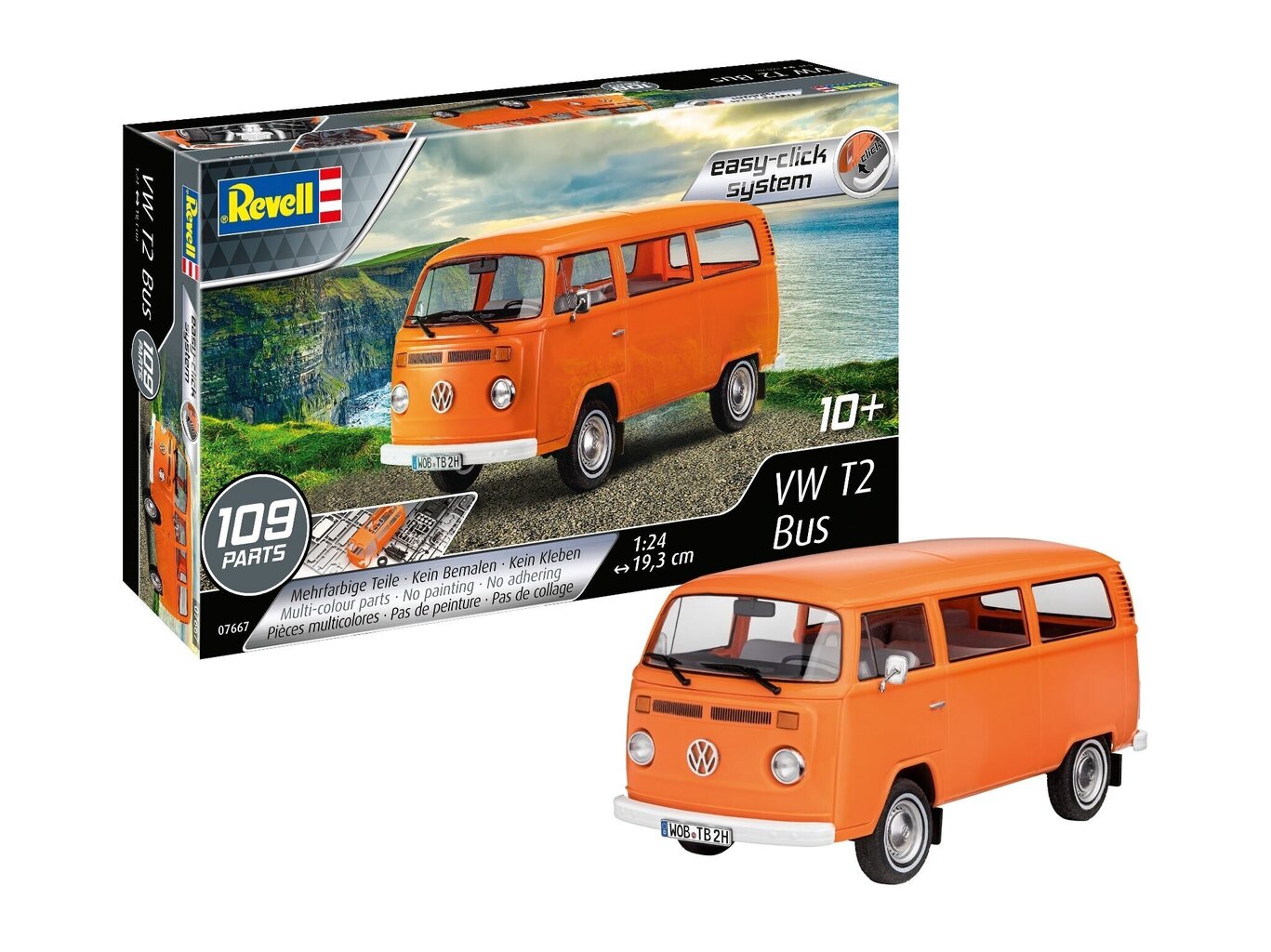 Revell - Volkswagen T2 Bus (easy-click), 1/24, 07667 cena un informācija | Konstruktori | 220.lv