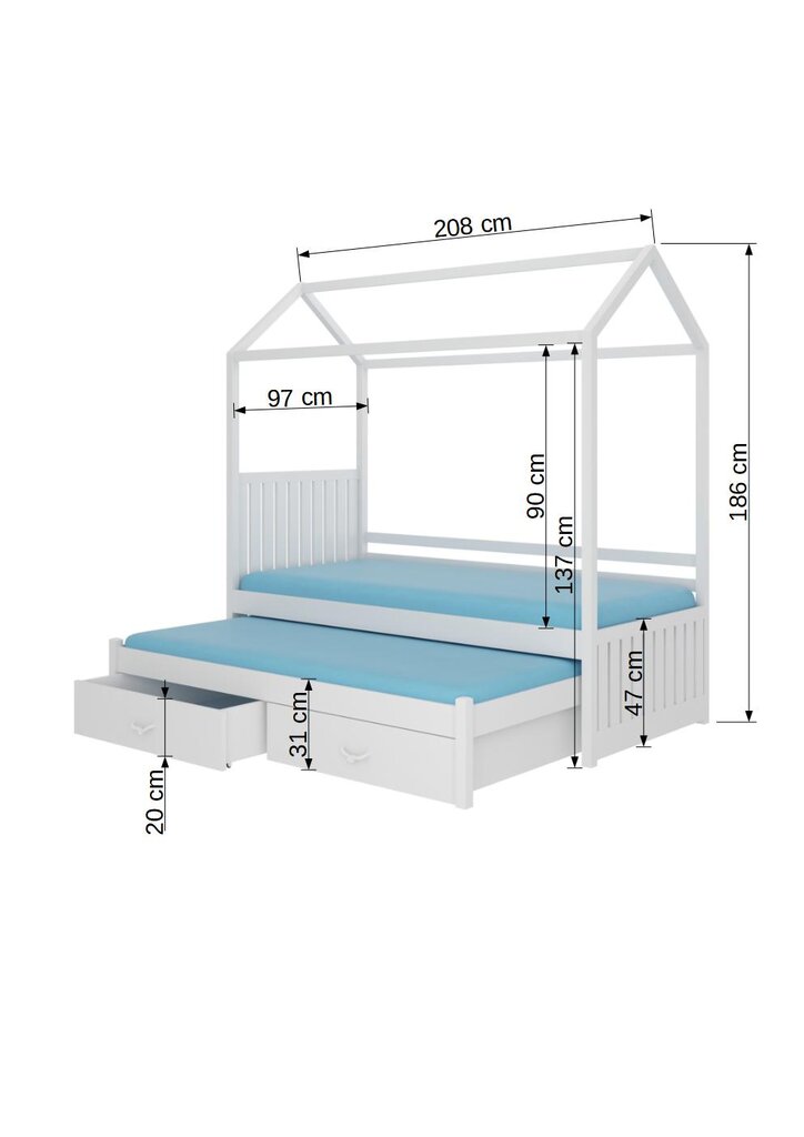 Gulta ADRK Furniture Jonasek 90x200cm, tumši brūna цена и информация | Bērnu gultas | 220.lv