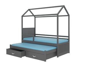 Gulta ADRK Furniture Jonasek ar sānu aizsardzību 80x180cm, tumši pelēka цена и информация | Детские кровати | 220.lv