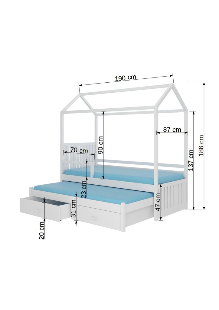 Gulta ADRK Furniture Jonasek ar sānu aizsardzību 80x180cm, pelēka cena un informācija | Bērnu gultas | 220.lv
