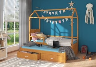 Gulta ADRK Furniture Jonasek ar sānu aizsardzību 90x200cm, brūnas krāsas cena un informācija | Bērnu gultas | 220.lv