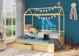 Кровать ADRK Furniture Jonasek с боковой защитой 90x200см, светло-коричневая цена и информация | Детские кровати | 220.lv