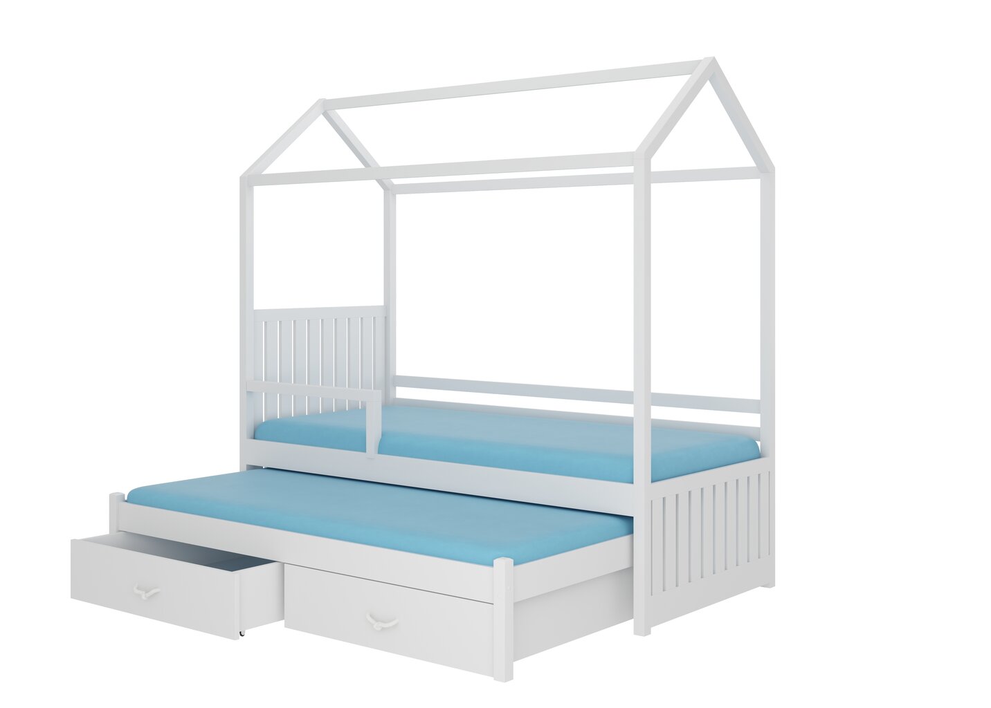 Gulta ADRK Furniture Jonasek ar sānu aizsardzību 90x200cm, balta ar rozā baldahīnu цена и информация | Bērnu gultas | 220.lv
