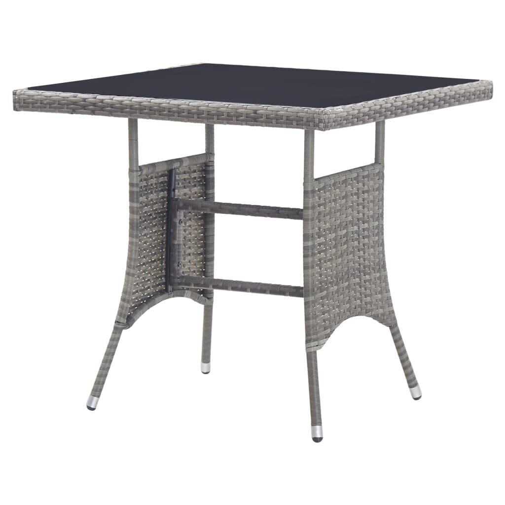 vidaXL - dārza galds, antracītpelēks, 80x80x74 cm, PE rotangpalma cena un informācija | Dārza galdi | 220.lv