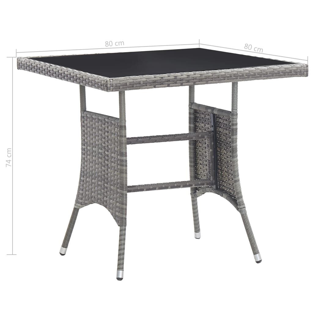 vidaXL - dārza galds, antracītpelēks, 80x80x74 cm, PE rotangpalma цена и информация | Dārza galdi | 220.lv