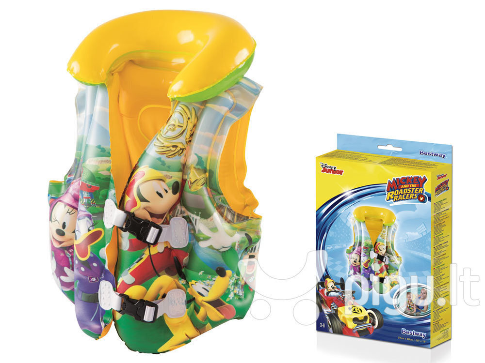 Piepūšamā peldveste Bestway Mickey Mouse Clubhouse™, 51x46 cm цена и информация | Peldvestes, peldēšanas piedurknes | 220.lv