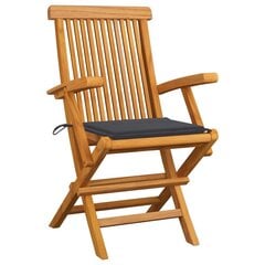 vidaXL - dārza krēsli, antracītpelēki matrači, 4 gab., masīvs tīkkoks cena un informācija | Dārza krēsli | 220.lv