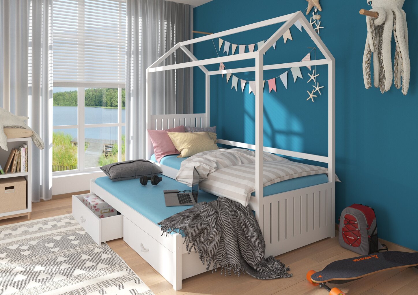 Gulta ADRK Furniture Jonasek 90x200cm, brūnas krāsas цена и информация | Bērnu gultas | 220.lv
