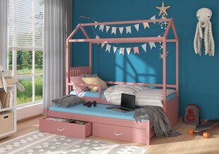 Gulta ADRK Furniture Jonasek ar sānu aizsardzību 90x200cm, rozā cena un informācija | Bērnu gultas | 220.lv