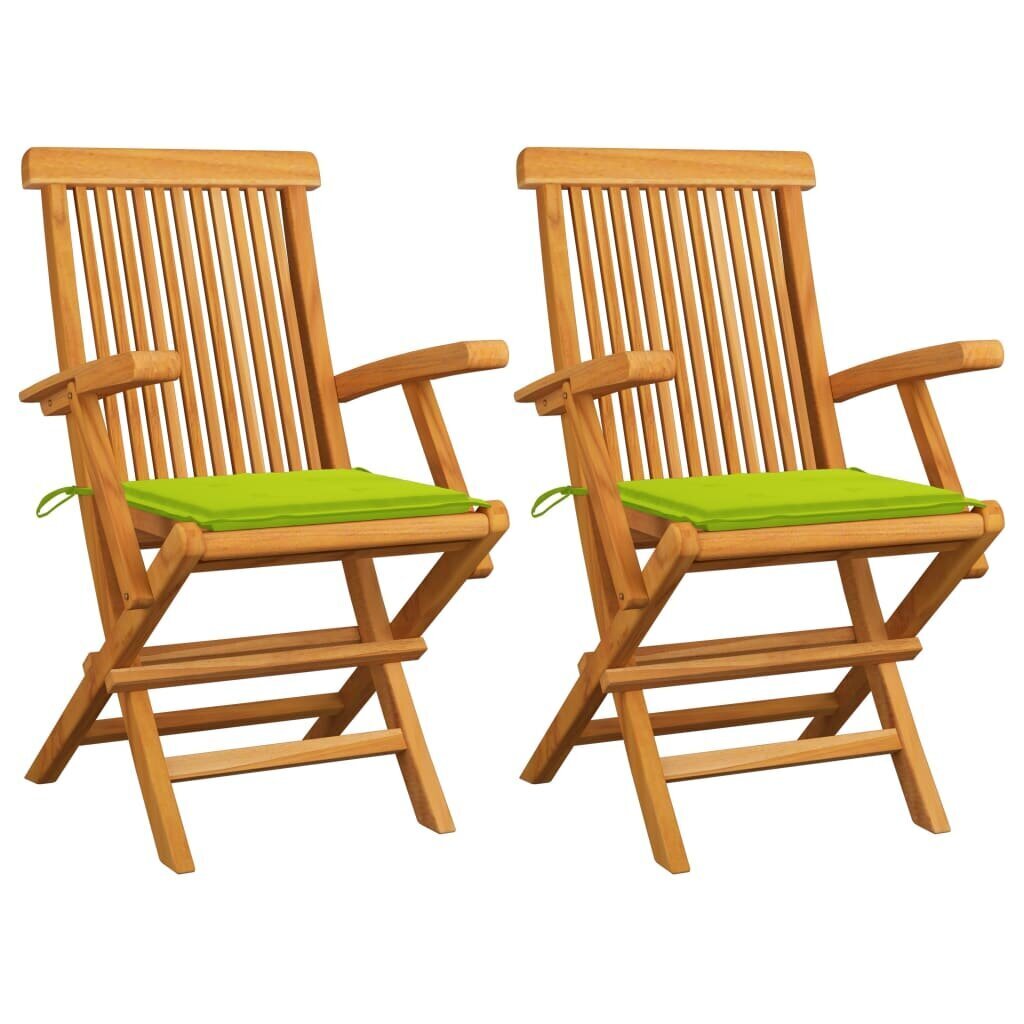 vidaXL - dārza krēsli ar spilveniem, 2 gab., masīvs tīkkoks cena un informācija | Dārza krēsli | 220.lv
