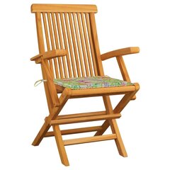 vidaXL - dārza krēsli ar lapu rakstu spilveniem, 2 gab., masīvs tīkkoks cena un informācija | Dārza krēsli | 220.lv