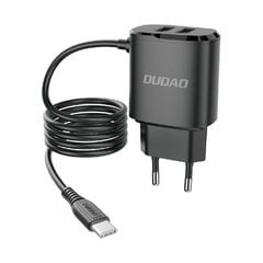 Бытовое зарядное устройство Dudao 2x USB, USB - Type C 12 Вт кабель черный (A2ProT черный) цена и информация | Зарядные устройства для телефонов | 220.lv