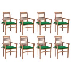 Krēsli ar zaļiem spilveniem, 8 gab., tīkkoks cena un informācija | Dārza krēsli | 220.lv