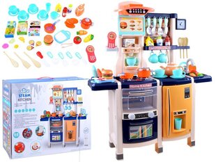 Liela bērnu virtuvīte ar ledusskapi un cepeškrāsni Large Simulation Kitchen, 100x80x30 cm, zila cena un informācija | Rotaļlietas meitenēm | 220.lv