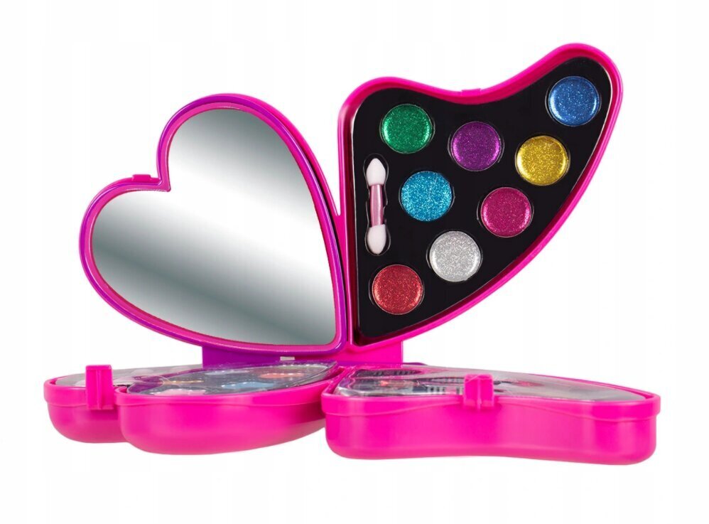 Liels manikīra un grima komplekts Tauriņš ar spoguli, rozā cena un informācija | Rotaļlietas meitenēm | 220.lv