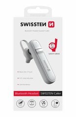 Swissten Caller Bluetooth 5.0 HandsFree Austiņa ar Funkciju MultiPoint / CVC noise reduction Balta cena un informācija | Bezvadu garnitūra | 220.lv