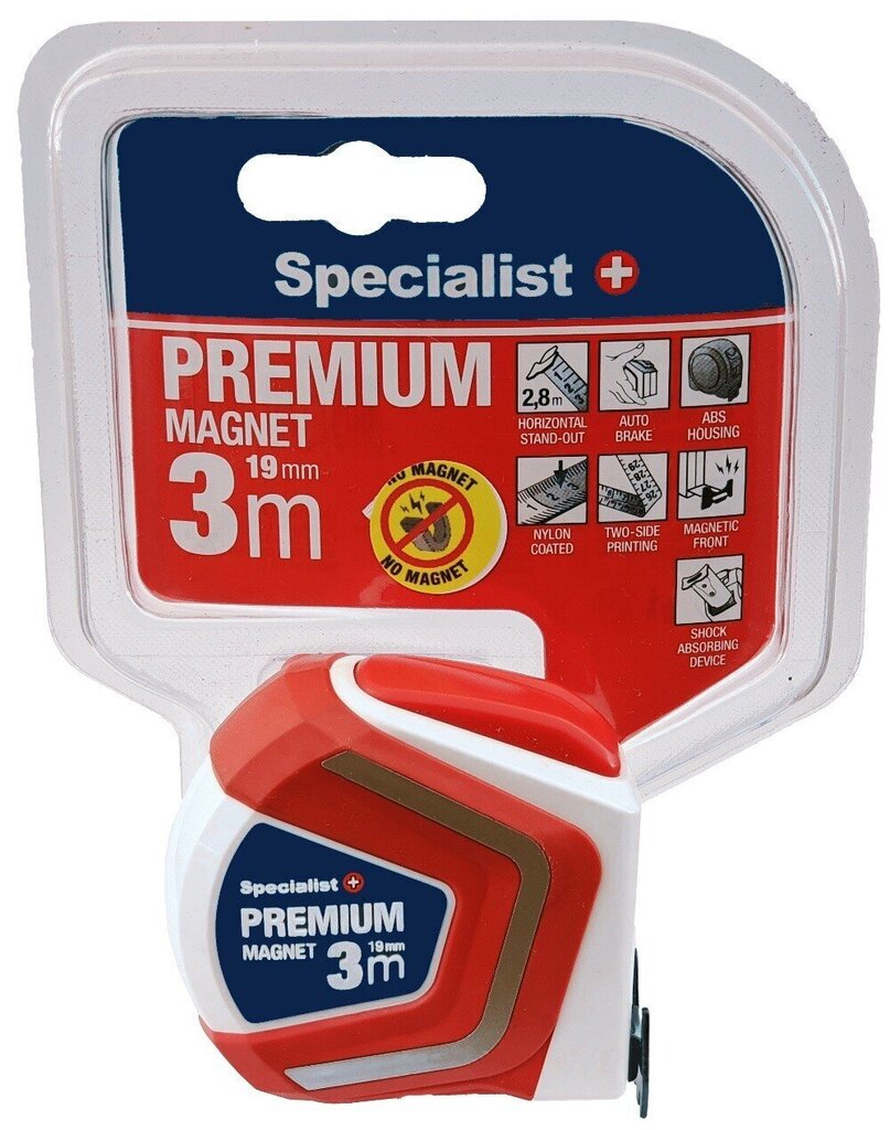 Mērlente Specialist+ Premium, 3 m x 19 mm цена и информация | Rokas instrumenti | 220.lv