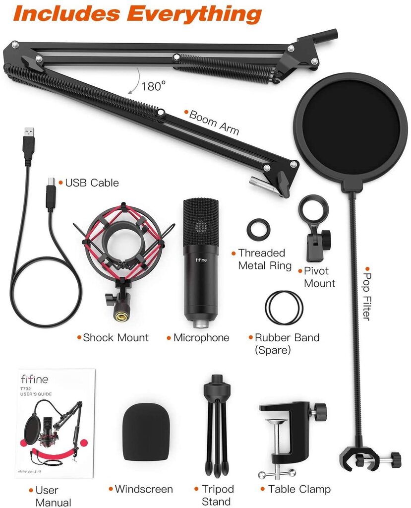 Studijas mikrofonu komplekts Fifine T732 cena un informācija | Mikrofoni | 220.lv