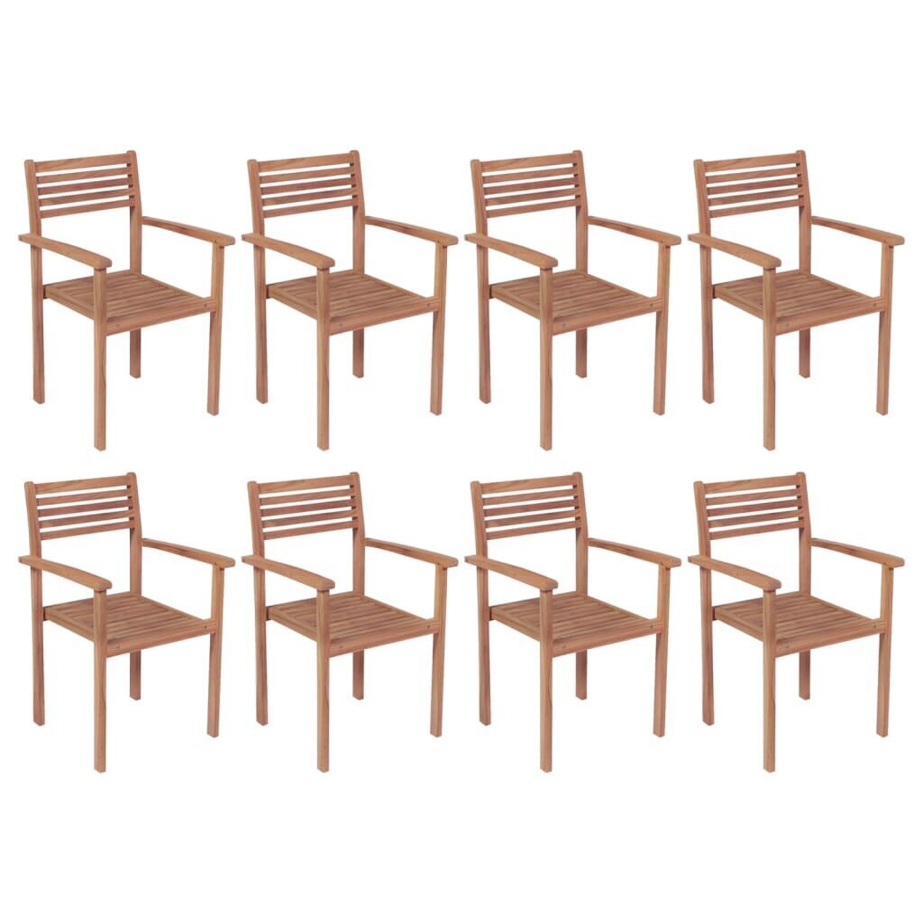 vidaXL - dārza krēsli, 8 gab., masīvkoks cena un informācija | Dārza krēsli | 220.lv