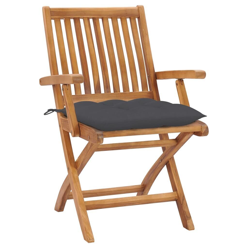 vidaXL - saliekamie dārza krēsli ar spilveniem, 4 gab., tīkkoks цена и информация | Dārza krēsli | 220.lv
